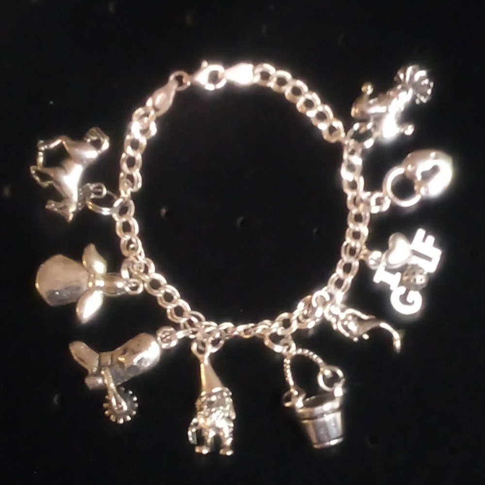 Silver-tone Bracelet with 9 Charms